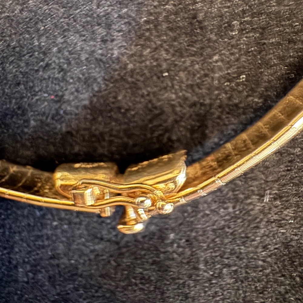 Alabaster 14KT GP Omega Chain Bracelet Gold Tone 7.25 Inch Flat Link Vintage - Picture 12 of 13